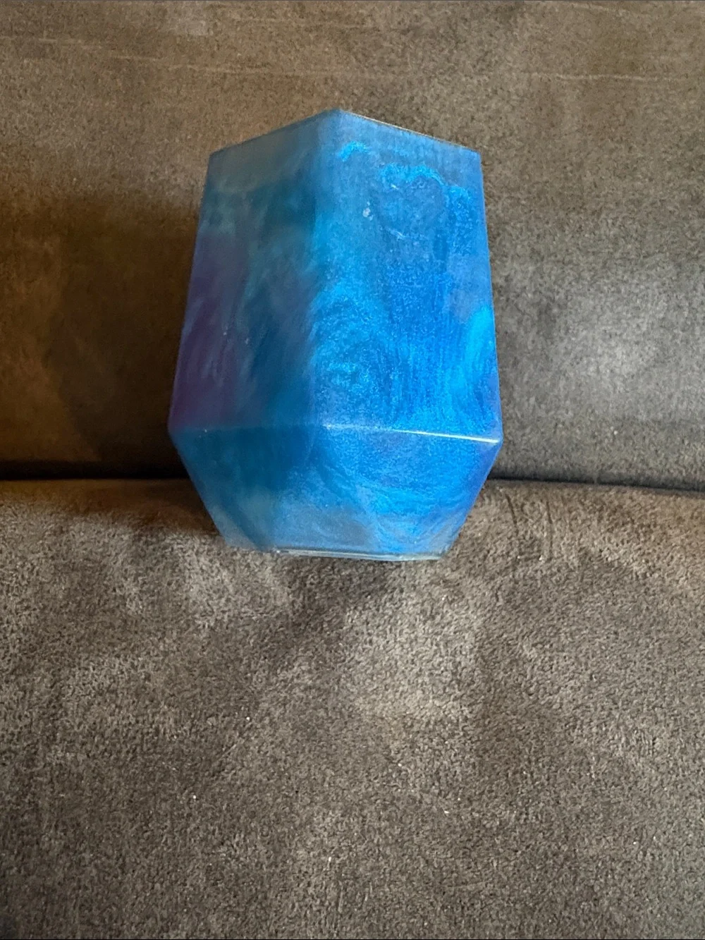 Handcrafted Blue Resin Hexagonal Decorative Vase